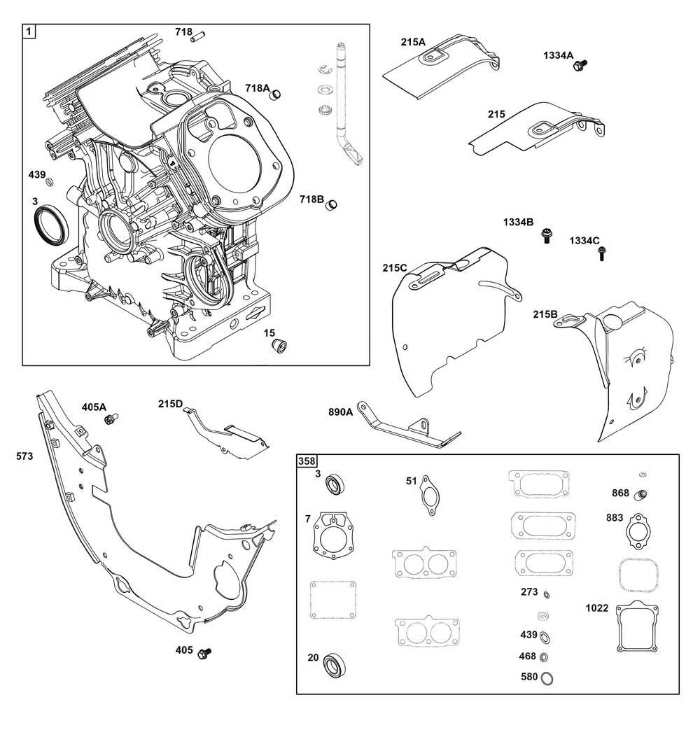 Cylinder Group Diagram and Parts List for 613477-0044-01 400000 - 699999 Briggs and Stratton Engine